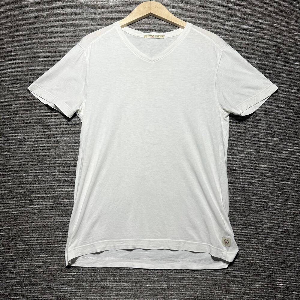 Agave Denim Shirt Men's Small White V Neck Short Sleeve Supima K-1401
